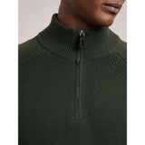Reiss Charming Wool And Cashmere Half-Zip Jumper in Forest Green