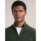 Reiss Charming Wool And Cashmere Half-Zip Jumper in Forest Green