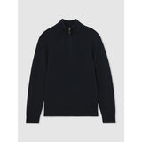 Reiss Charming Wool And Cashmere Half-Zip Jumper In Navy