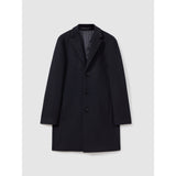 Reiss Clark Wool Blend Single Breasted Epsom Overcoat in Navy