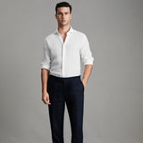 Reiss Core Ruban Long Sleeve Linen Shirt White
