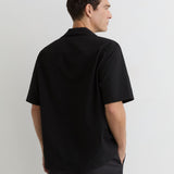 Reiss Crinkle Textured Shirt Cuban Black