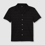 Reiss Cuban Shirt Short Sleeve Textured In Black