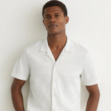 Reiss Cuban Short Sleeved Textured Wave Shirt Aleo White