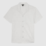 Reiss Cuban Short Sleeved Textured Wave Shirt Aleo White