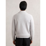 Reiss Deansgate Wool-Blend Polo Jumper with Cashmere in Ice Grey