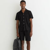 Reiss Drawstring Textured Shorts In Black
