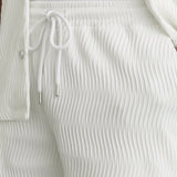 Reiss Drawstring Textured Wave Shorts In White