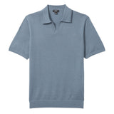 Reiss Duchie Merino Wool Open-Collar Polo Shirt In Blue