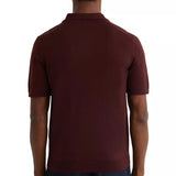 Reiss Duchie Merino Wool Open Collar Polo Shirt In Port Red