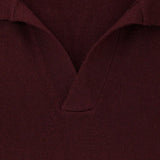 Reiss Duchie Merino Wool Open Collar Polo Shirt In Port Red