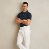 Reiss Earl Air-Water Cotton Polo Shirt in Navy