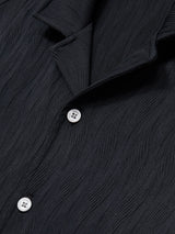 Reiss Elio Wave-Jacquard Cuban-Collar Shirt In Navy