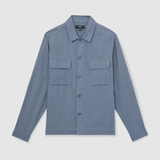 Reiss Eze Linen Twin-Pocket Overshirt in Airforce Blue