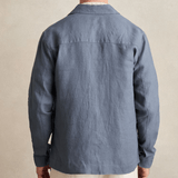 Reiss Eze Linen Twin-Pocket Overshirt in Airforce Blue