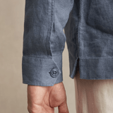 Reiss Eze Linen Twin-Pocket Overshirt in Airforce Blue
