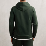 Reiss Fabien Premium Interlock-Jersey Hoodie in Dark Sage Green