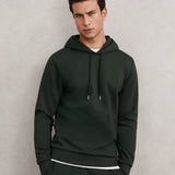 Reiss Fabien Premium Interlock-Jersey Hoodie in Dark Sage Green