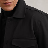 Reiss Finley Twill Twin-Pocket Overshirt in Black