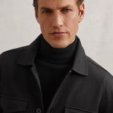 Reiss Finley Twill Twin-Pocket Overshirt in Black