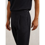 Reiss Flush Wool-Blend Slim-Fit Cuffed Trousers in Navy