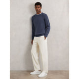 Reiss Foulton Wool-Cashmere Reverse-Seam Jumper in Oceanic Blue