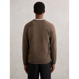 Reiss Foulton Wool-Cashmere Reverse-Seam Jumper in Pecan Brown