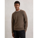 Reiss Foulton Wool-Cashmere Reverse-Seam Jumper in Pecan Brown