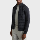 Reiss Freddie Hybrid Quilt and Interlock Jersey Zip-Through Jacket in Navy