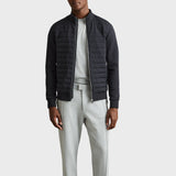Reiss Freddie Hybrid Quilt and Interlock Jersey Zip-Through Jacket in Navy