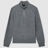Reiss Funnel Textured Jumper Grey Melange