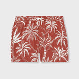 Reiss Ganetti Palm Print Swim Shorts in Brick Red/White