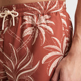 Reiss Ganetti Palm Print Swim Shorts in Brick Red/White