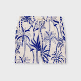 Reiss Ganetti Palm Print Swim Shorts in French Blue/White