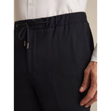 Reiss Gerrard Stretch Pique Drawstring Trousers In Navy