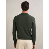 Reiss Gideon Wool V-Stitch Button-Through Cardigan in Forest Green