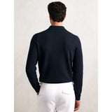 Reiss Hamilton Wool Waffle-Knit Half-Zip Polo Shirt in Navy