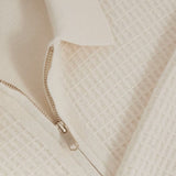 Reiss Hamilton Wool Waffle-Knit Half-Zip Polo Shirt in Off White