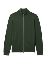 Reiss Hampshire Merino Wool Zip-Through Cardigan In Kale Green