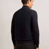 Reiss Hampshire Merino Wool Zip-Through Cardigan in Navy