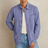 Reiss Hendrixon Cotton-Poplin Stripe Twin-Pocket Shirt in Blue/White