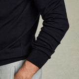 Reiss Holland Merino Wool Drawstring Hoodie In Navy