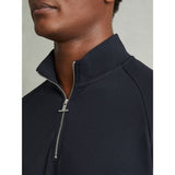 Reiss Illinois Textured Half-Zip Funnel-Neck Sweatshirt in Navy