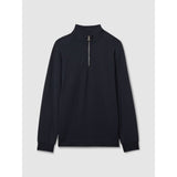 Reiss Illinois Textured Half-Zip Funnel-Neck Sweatshirt in Navy