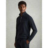 Reiss Illinois Textured Half-Zip Funnel-Neck Sweatshirt in Navy