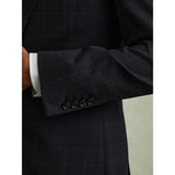 Reiss Jacob Wool-Blend Prince of Wales Check Single-Breasted Blazer Tailored-Fit in Navy