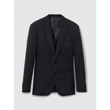 Reiss Jacob Wool-Blend Prince of Wales Check Single-Breasted Blazer Tailored-Fit in Navy