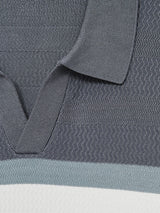 Reiss Jefferson Textured Knit Stripe Polo Shirt In Blue