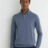 Reiss Jumper Half Zip In Airforce Blue