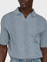Reiss Kansas Textured-Stripe Knitted Polo Shirt In Blue